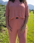 Women's Boxy Tee Lounge Set | Peppermint Stripe Ribbed forever french baby