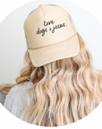 Love dogs + Jesus trucker hat