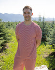 Men's Short Sleeve Pajamas | Peppermint Stripe Ribbed forever french baby