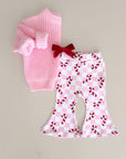 Checkered Candy Cane Flare Pants | Pink