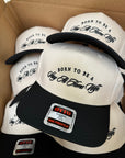 Born To Be A Stay At Home Wife - Black Vintage Trucker Hat KenzKustomz