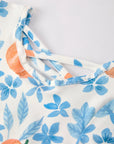Fall Halloween & Thanksgiving Pumpkin Floral Print Long Sleeve Dress