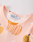Fall Halloween & Thanksgiving Fun Pumpkin Short Sleeve Girls Dress