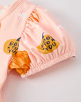 Fall Halloween & Thanksgiving Fun Pumpkin Short Sleeve Girls Dress