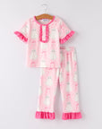 Halloween Ghost Short Sleeve Ruffled Girls Pajamas