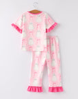 Halloween Ghost Short Sleeve Ruffled Girls Pajamas