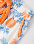 Thanksgiving Day Pumpkin Floral Print Girls Pajamas Set