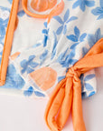 Thanksgiving Day Pumpkin Floral Print Girls Pajamas Set