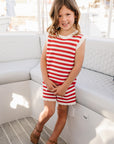 Red Stripe Knit Short Tank Set