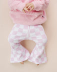 Checkered Flare Pants | Pink