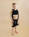 Terry Cargo Shorts Set | Black & Tan