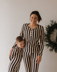 Women's Long Sleeve Bamboo Pajama | Midnight Stripe