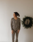 Women's Long Sleeve Bamboo Pajama | Midnight Stripe