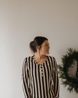 Women's Long Sleeve Bamboo Pajama | Midnight Stripe