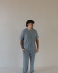 Men's Short Sleeve Pajamas | Blue Gingham