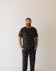 Men's Bamboo Short Sleeve Pajama | Midnight Lightning Bolt