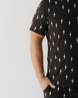 Men's Bamboo Short Sleeve Pajama | Midnight Lightning Bolt