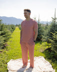 Men's Short Sleeve Pajamas | Peppermint Stripe Ribbed forever french baby