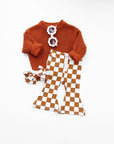 Checkered Flare Pants | Copper