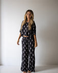PRE- ORDER ships October 9th | Women's Bamboo Crop Tee Lounge Set | Midnight Skelly forever french baby