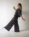 PRE- ORDER ships October 9th | Women's Bamboo Crop Tee Lounge Set | Midnight Skelly forever french baby