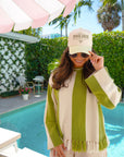 Palms & Poolside - Green Stripe Trucker Hat - PREORDER