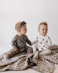 Bamboo Zip Pajamas | Faded Brown Checkerboard