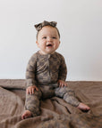 Bamboo Zip Pajamas | Faded Brown Checkerboard