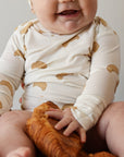 Long Sleeve Bamboo Snapsuit | Croissants