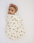 Cream Floral Muslin Swaddle Blanket