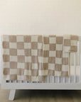Taupe Checkered Plush Blanket Mebie Baby