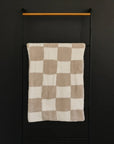Taupe Checkered Plush Blanket Mebie Baby