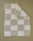Taupe Checkered Plush Blanket Mebie Baby