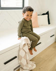 Taupe Checkered Plush Blanket Mebie Baby