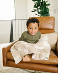 Taupe Checkered Plush Blanket Mebie Baby