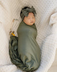 Winter Green Organic Cotton Ribbed Head Wrap Mebie Baby