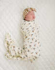 Cream Floral Muslin Swaddle Blanket