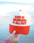 God Is Working It All Out - Red Trucker Hat