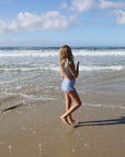 Girls Two Piece Swimsuit | Blue Gingham