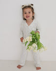 Girl’s Bamboo Button Up Lounge Set | Dainty Vines