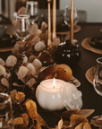 Warm and Cozy Soy Candle - White Translucent Glass Pumpkin Jar - 20 oz