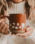 Fall Leaves 14oz. Orange Stoneware Coffee Mug