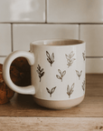 Brown Leaves 14oz. Stoneware Coffee Mug