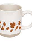 Orange Leaves 14oz. Cream Stoneware Coffee Mug