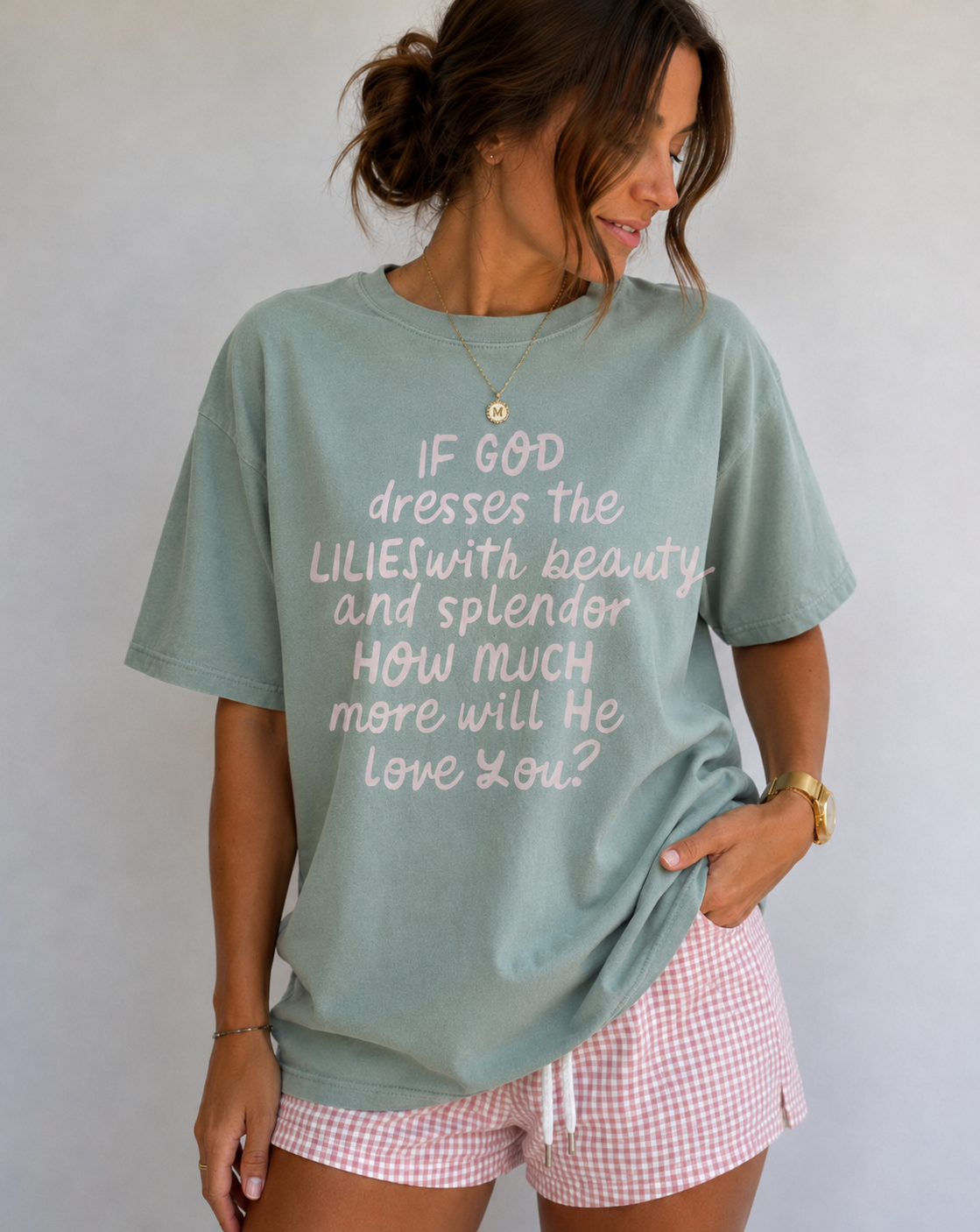 if he dresses the lilies with beauty and splendor God Lillies Tee L Size:66 (6'9