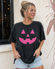 Neon Pink Jack-o-Lantern on Black - See Matching Mini! SBG Co.