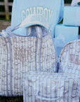 Western Blues Striped - Clear Coat Toiletry Case KenzKustomz