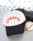 BASEBALL - Red on Black Stripe Vintage Hat