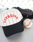 BASEBALL - Red on Black Stripe Vintage Hat