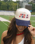 Hey So Are We Winning - Navy Corduroy Trucker Hat KenzKustomz